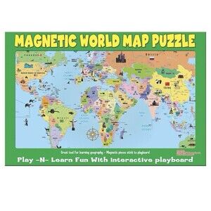 Ata-Boy Magnetic World Map Play-n-Learn Puzzle Board Dedication Toy New